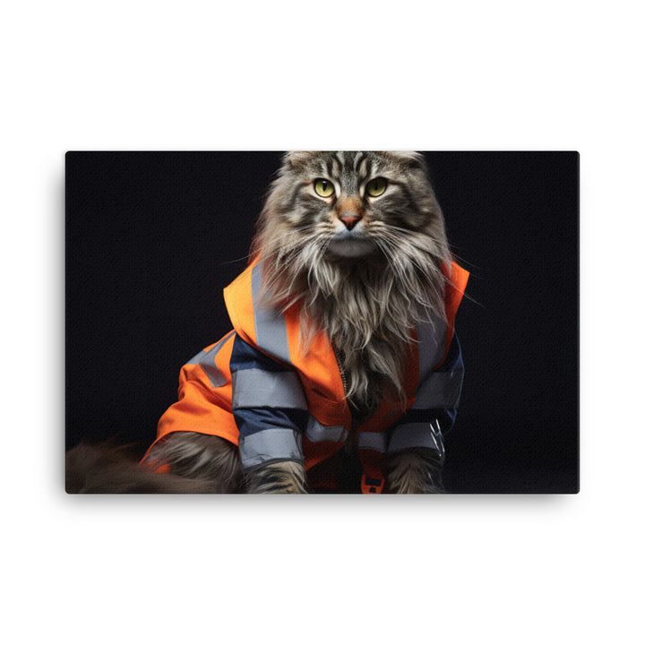 Maine Coon Janitor Canvas - PosterfyAI.com