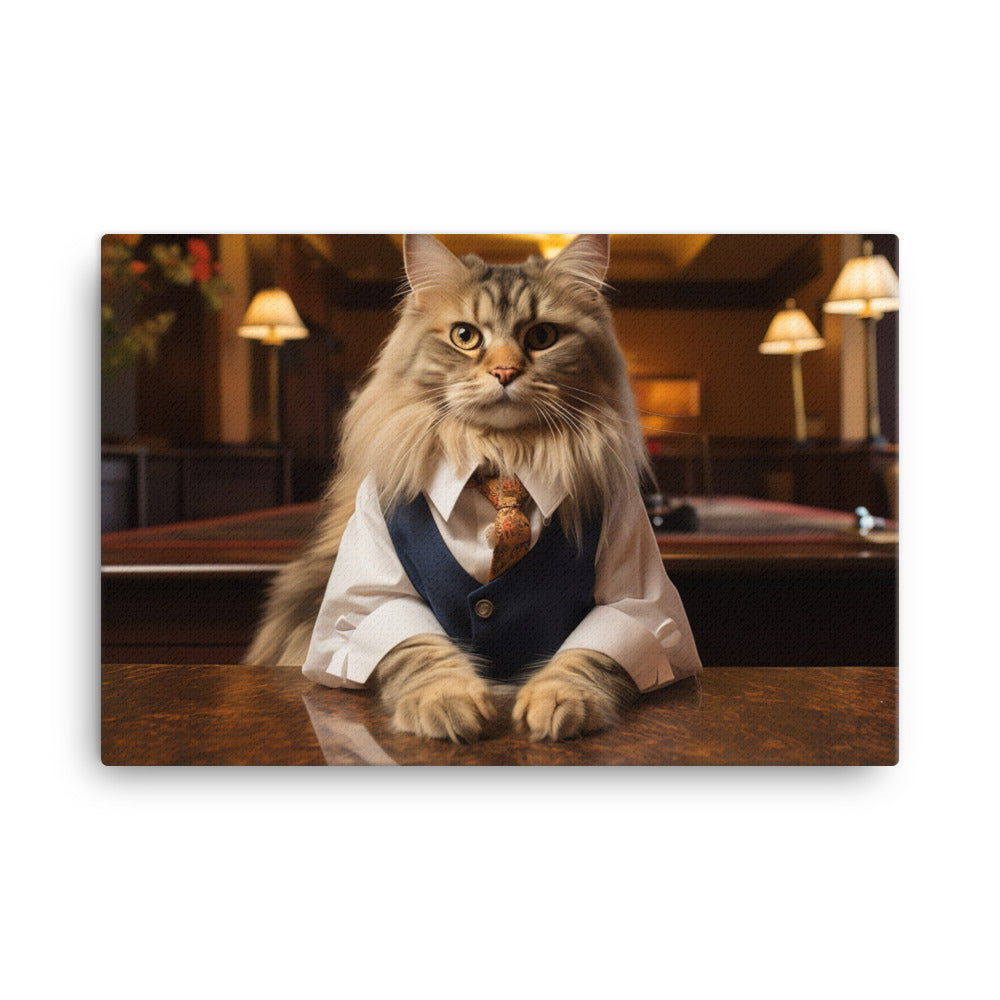 Maine Coon Hotel Staff Canvas - PosterfyAI.com