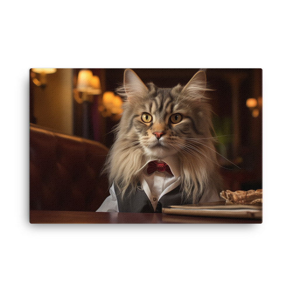 Maine Coon Hotel Staff Canvas - PosterfyAI.com