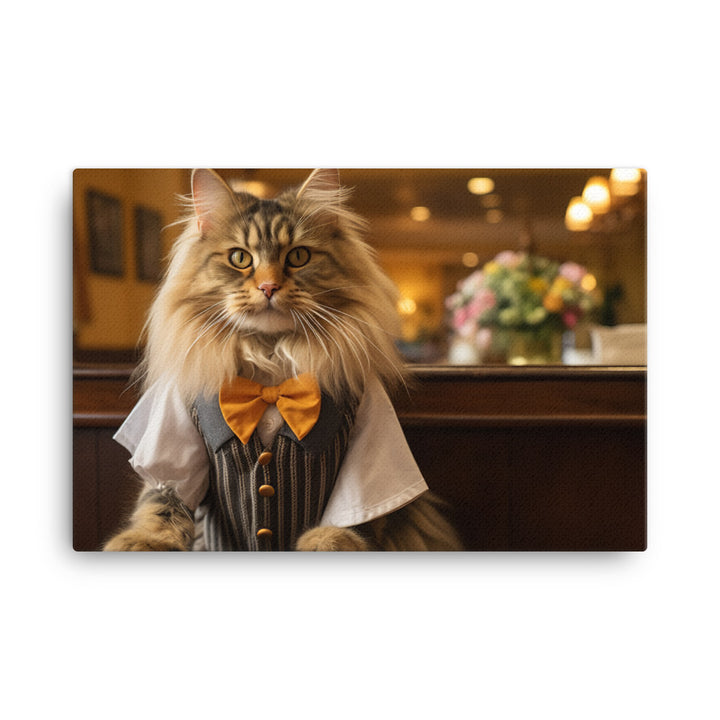 Maine Coon Hotel Staff Canvas - PosterfyAI.com