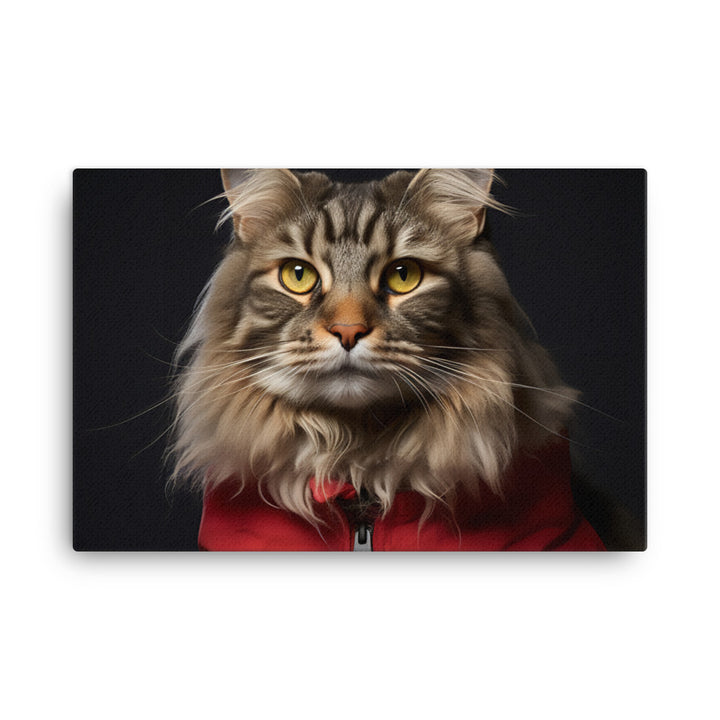 Maine Coon Fast Food Crew Canvas - PosterfyAI.com