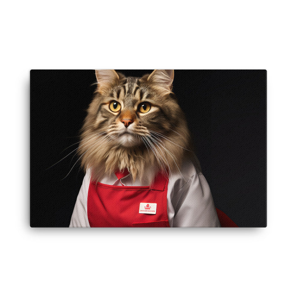 Maine Coon Fast Food Crew Canvas - PosterfyAI.com