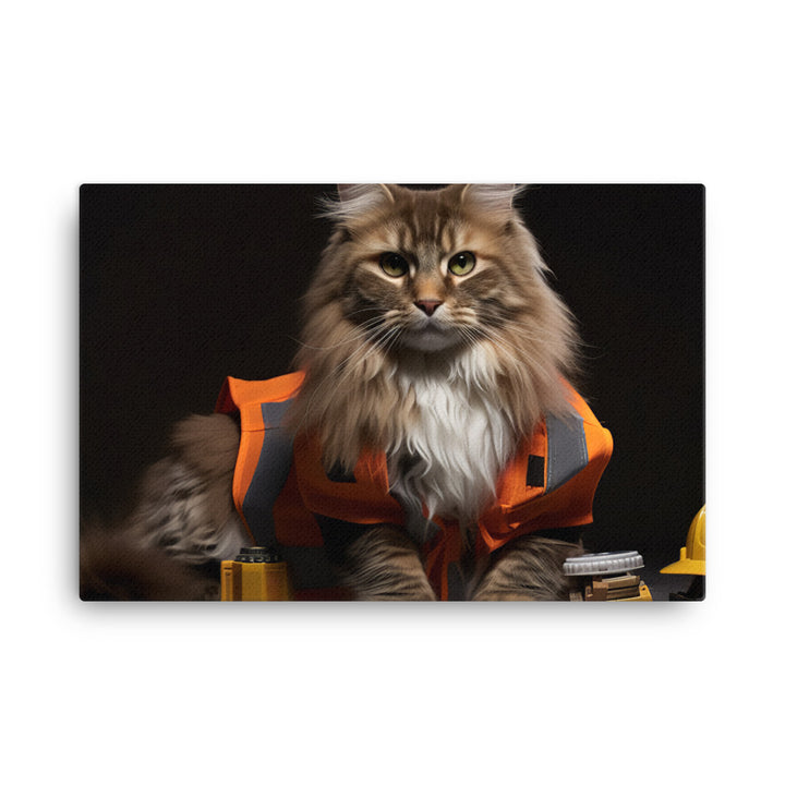 Maine Coon Contractor Canvas - PosterfyAI.com