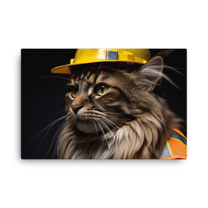 Maine Coon Contractor Canvas - PosterfyAI.com