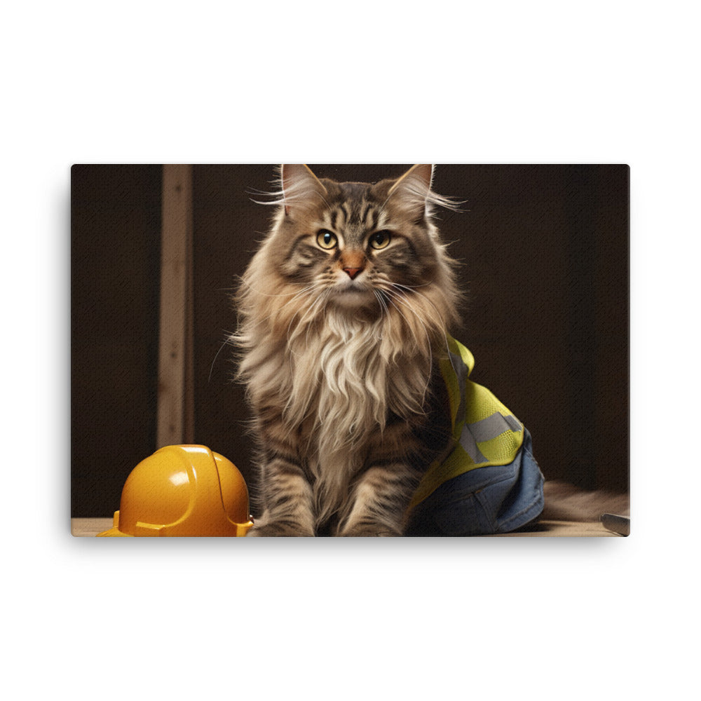 Maine Coon Contractor Canvas - PosterfyAI.com