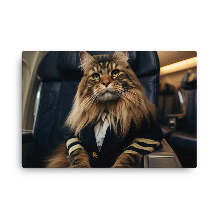 Maine Coon Pilot Canvas - PosterfyAI.com