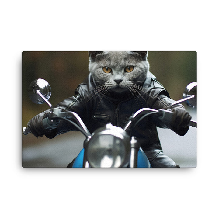 Russian Blue Superbike Athlete Canvas - PosterfyAI.com