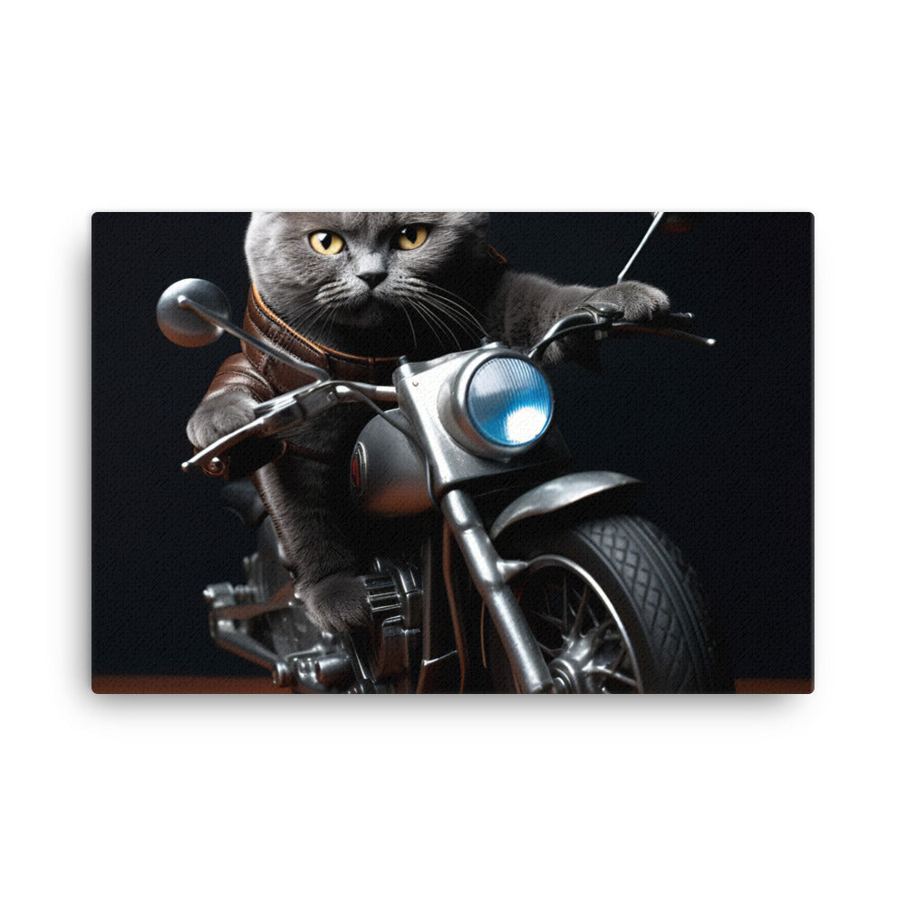 Russian Blue Superbike Athlete Canvas - PosterfyAI.com