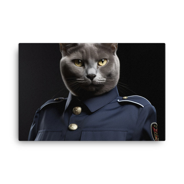 Russian Blue Security Officer Canvas - PosterfyAI.com