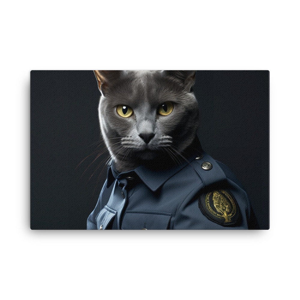 Russian Blue Security Officer Canvas - PosterfyAI.com