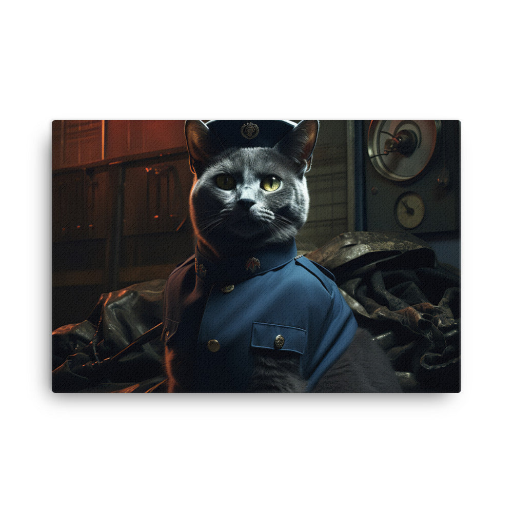 Russian Blue Prison Officer Canvas - PosterfyAI.com