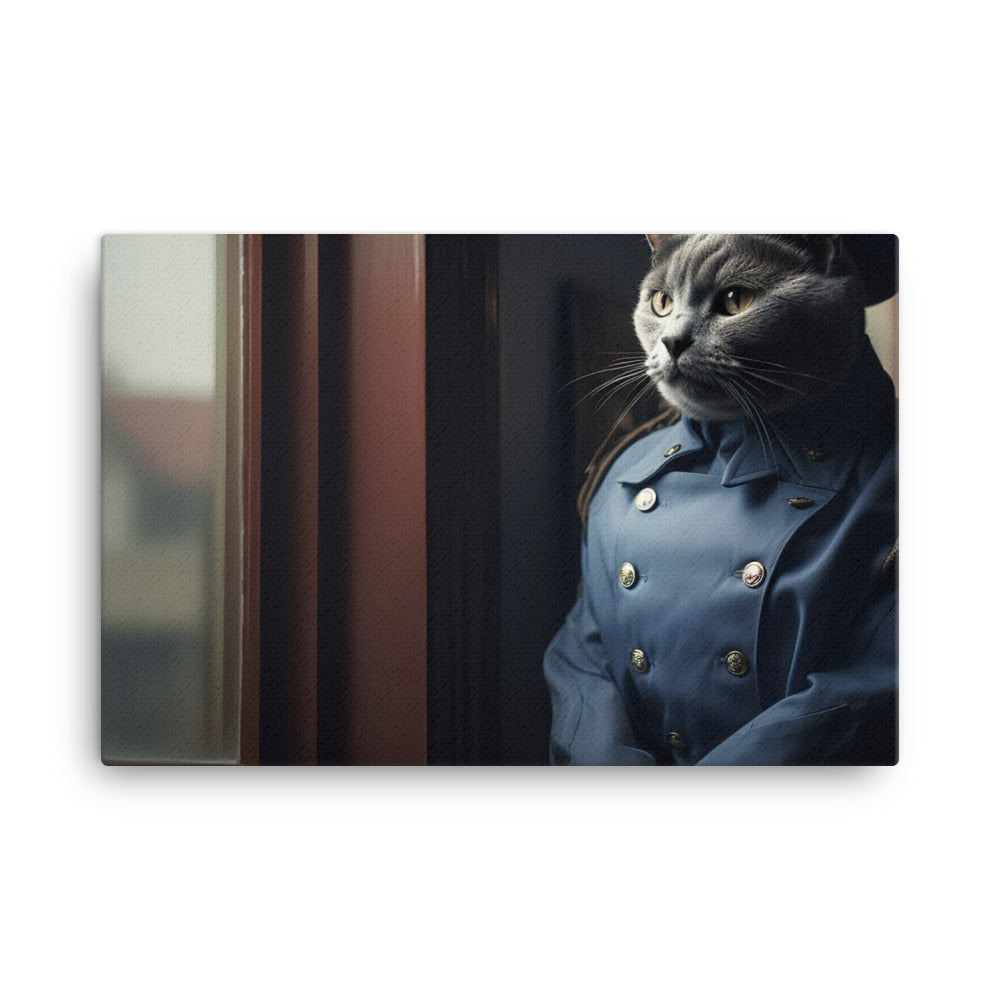 Russian Blue Prison Officer Canvas - PosterfyAI.com