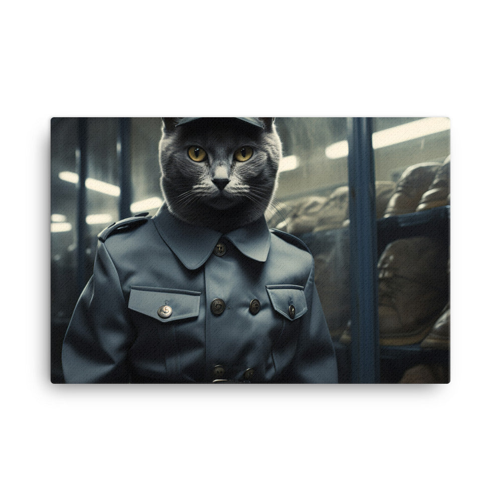 Russian Blue Prison Officer Canvas - PosterfyAI.com