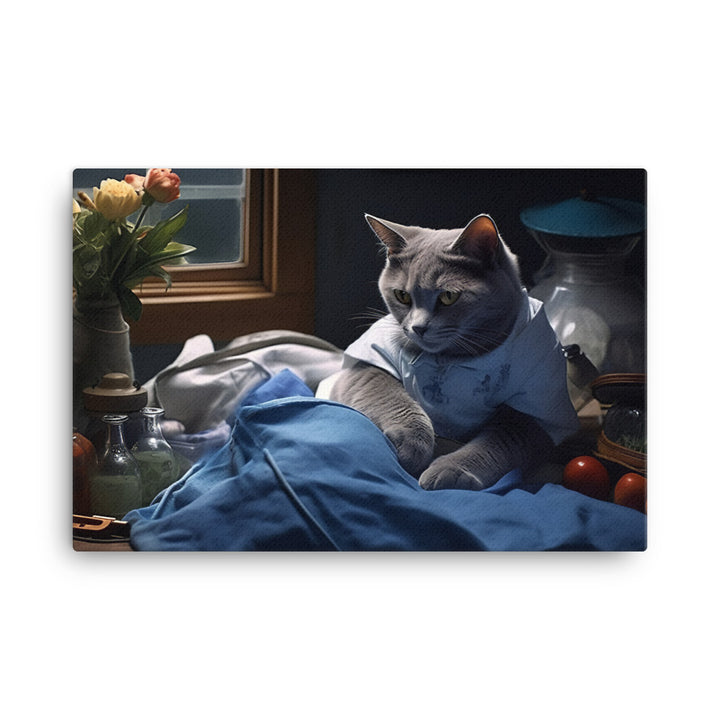 Russian Blue Nurse Canvas - PosterfyAI.com