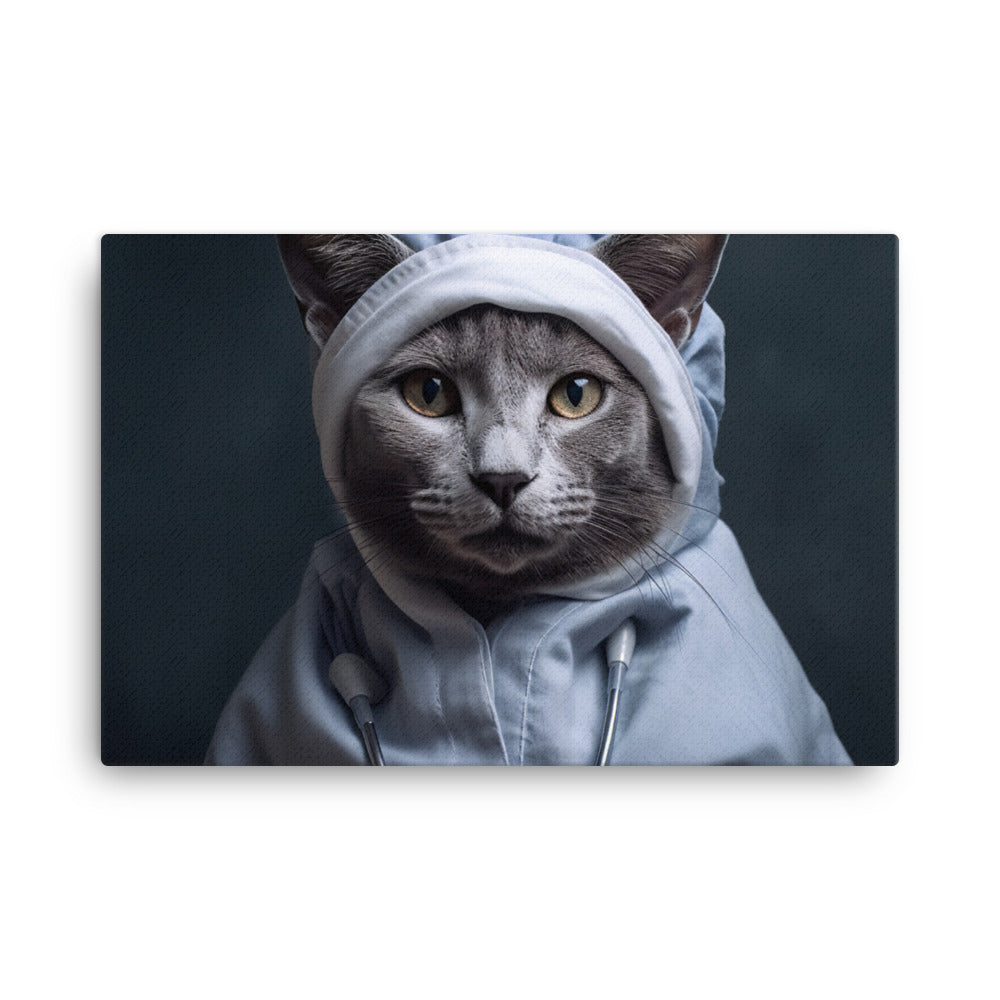 Russian Blue Nurse Canvas - PosterfyAI.com