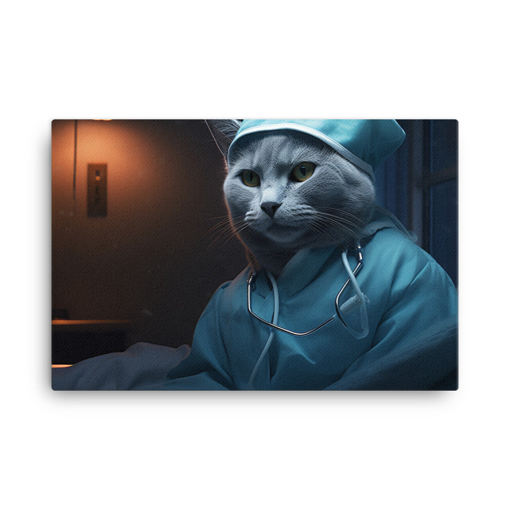 Russian Blue Nurse Canvas - PosterfyAI.com