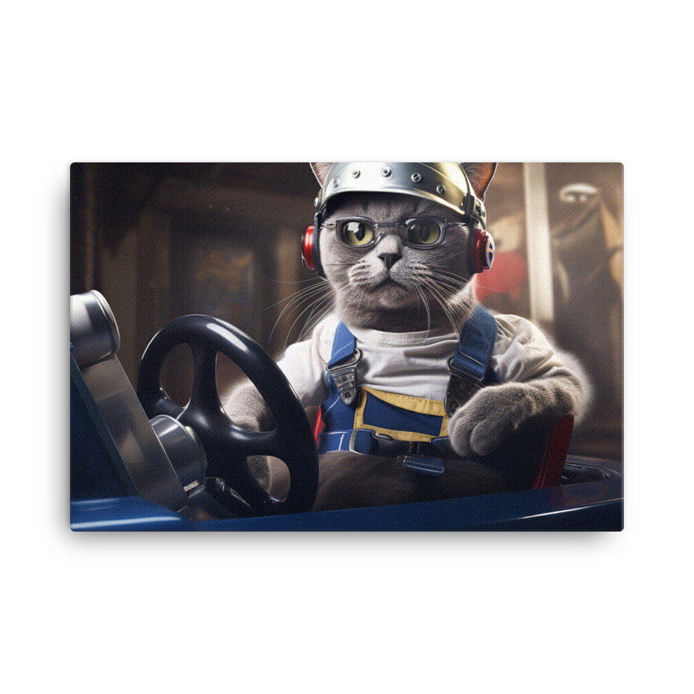 Russian Blue Motorsport Athlete Canvas - PosterfyAI.com