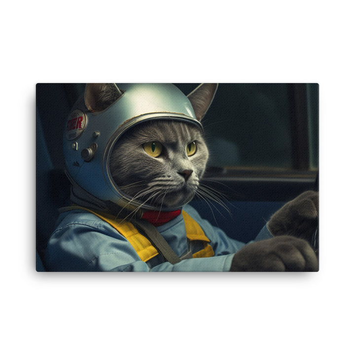 Russian Blue Motorsport Athlete Canvas - PosterfyAI.com