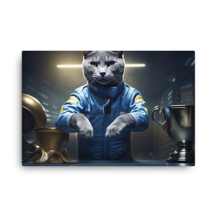 Russian Blue Motorsport Athlete Canvas - PosterfyAI.com