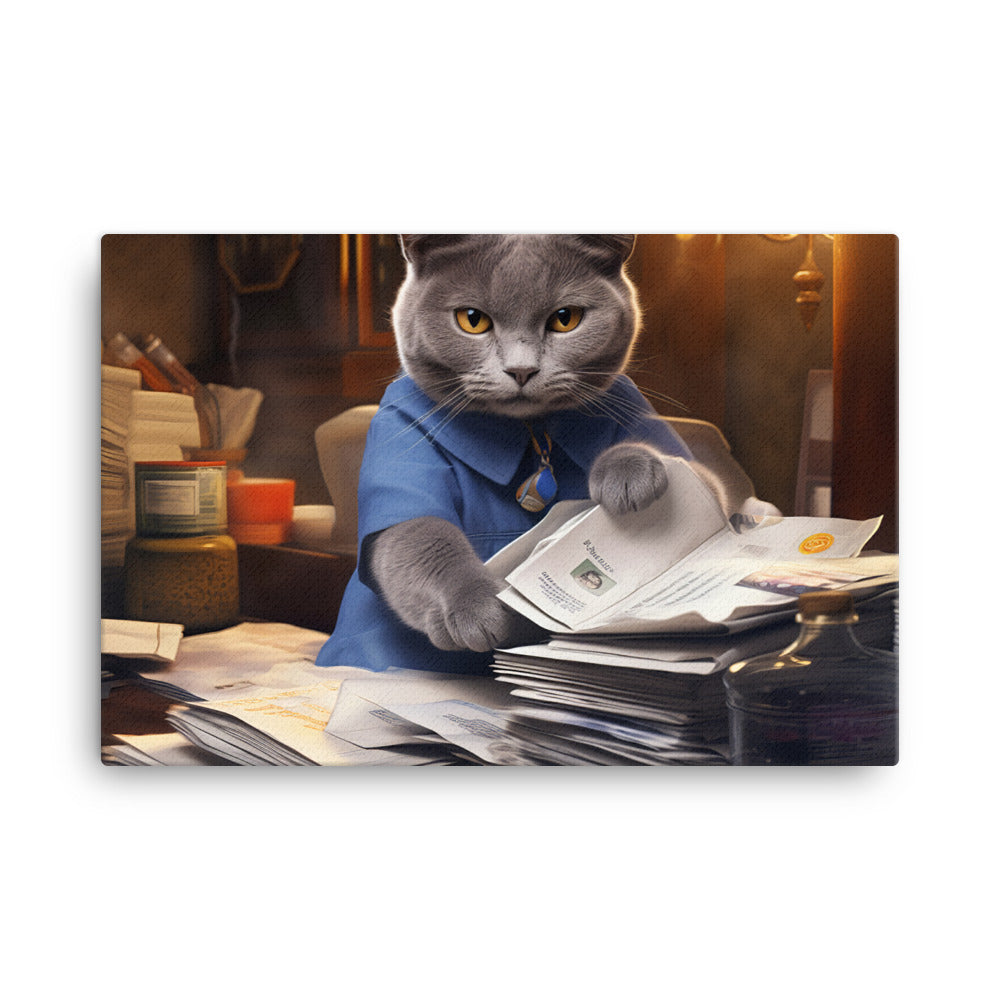 Russian Blue Mail Carrier Canvas - PosterfyAI.com