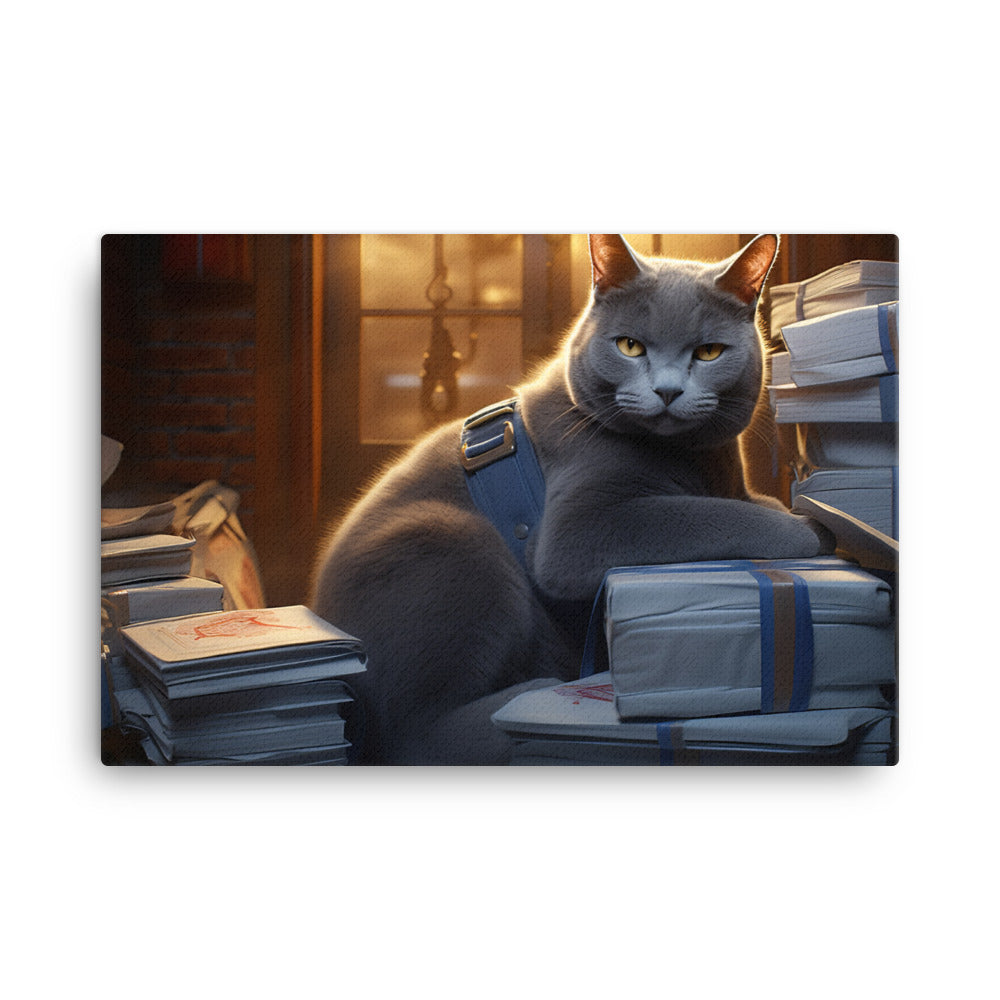 Russian Blue Mail Carrier Canvas - PosterfyAI.com