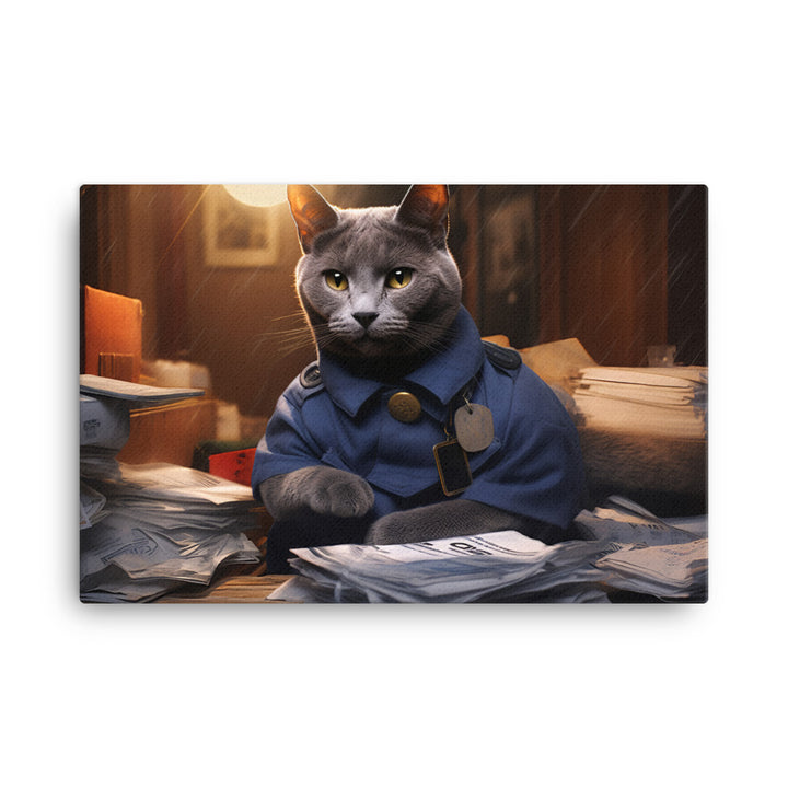 Russian Blue Mail Carrier Canvas - PosterfyAI.com