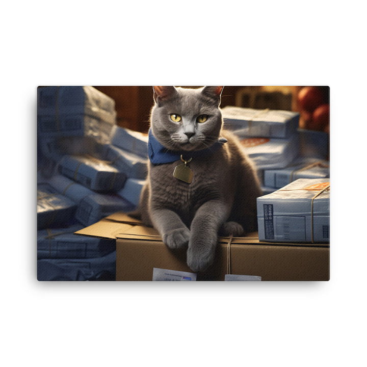 Russian Blue Mail Carrier Canvas - PosterfyAI.com