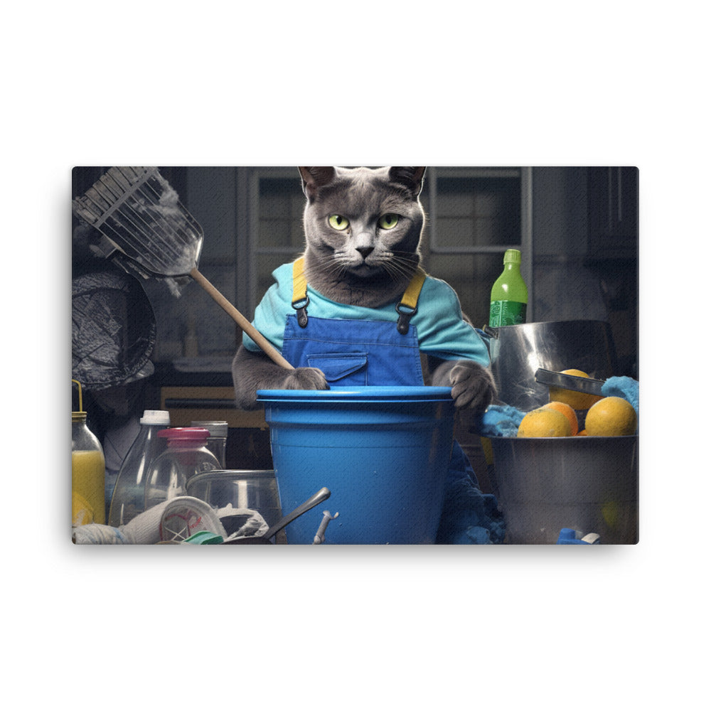 Russian Blue Janitor Canvas - PosterfyAI.com