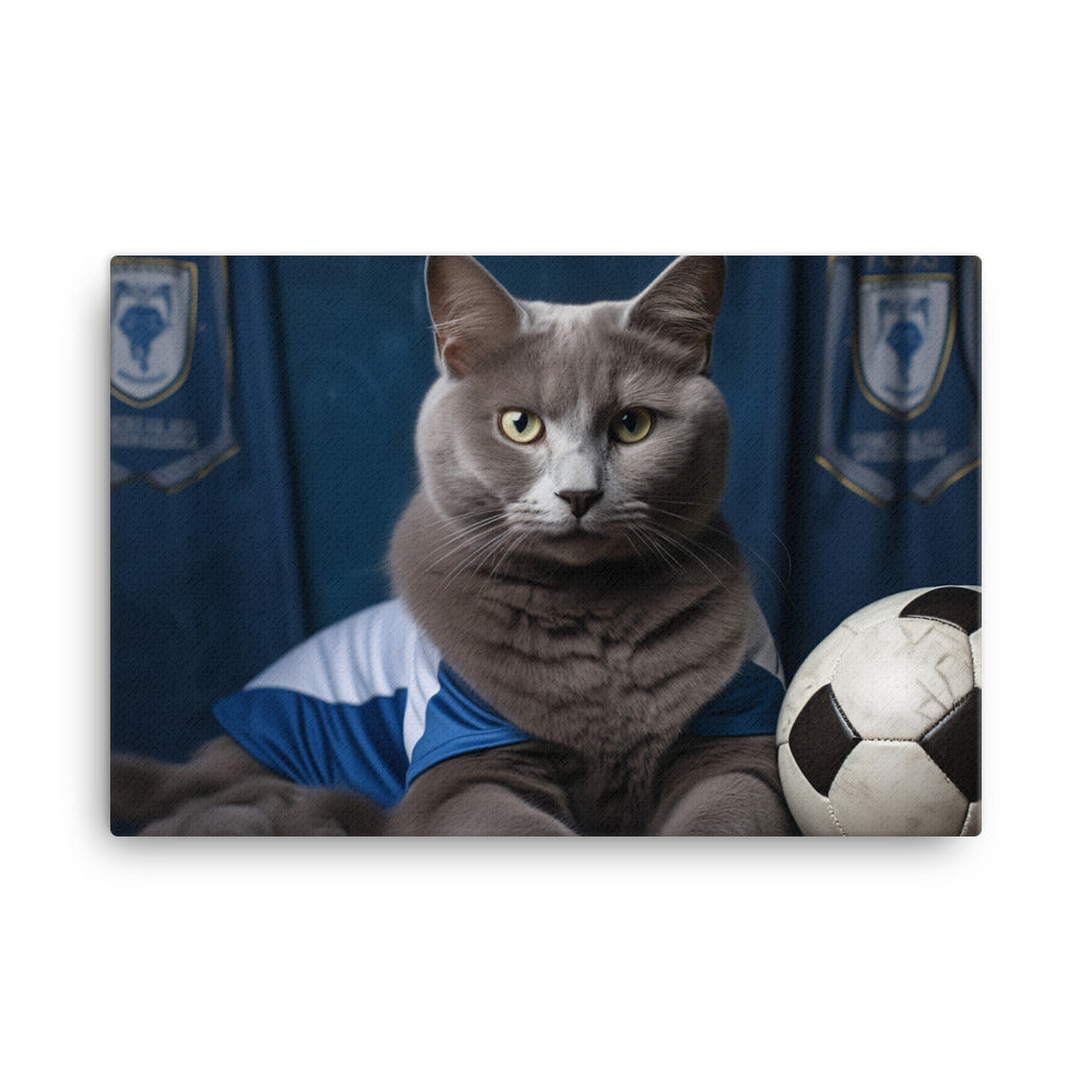 Russian Blue Football Player Canvas - PosterfyAI.com