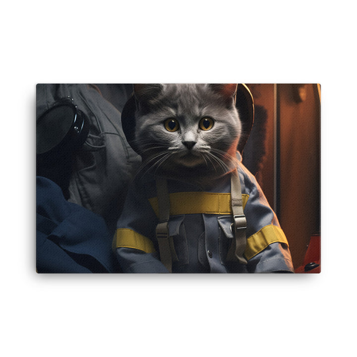 Russian Blue Firefighter Canvas - PosterfyAI.com