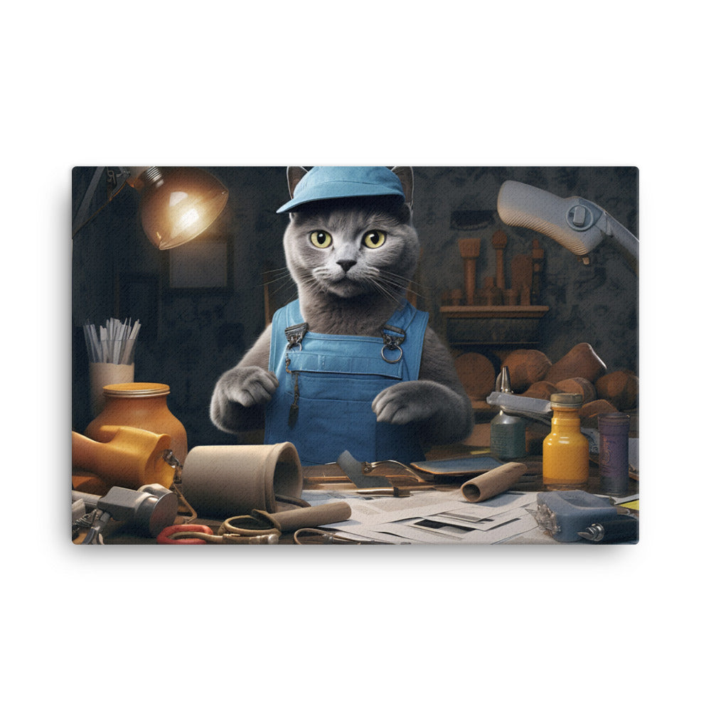 Russian Blue Contractor Canvas - PosterfyAI.com