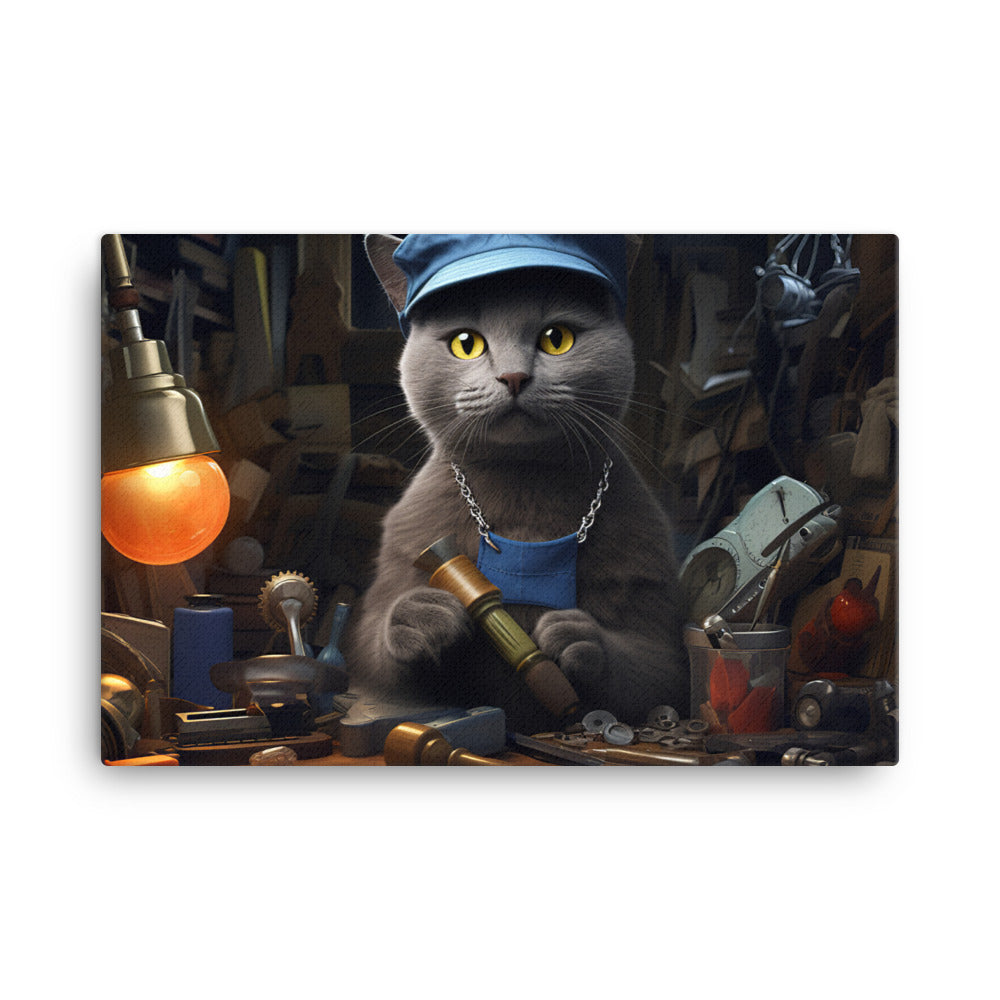 Russian Blue Contractor Canvas - PosterfyAI.com