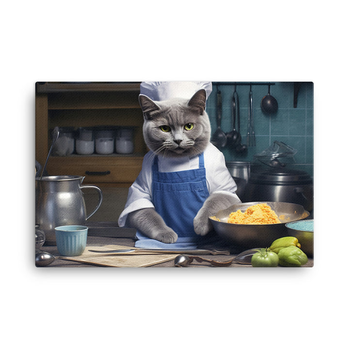 Russian Blue Chef Canvas - PosterfyAI.com