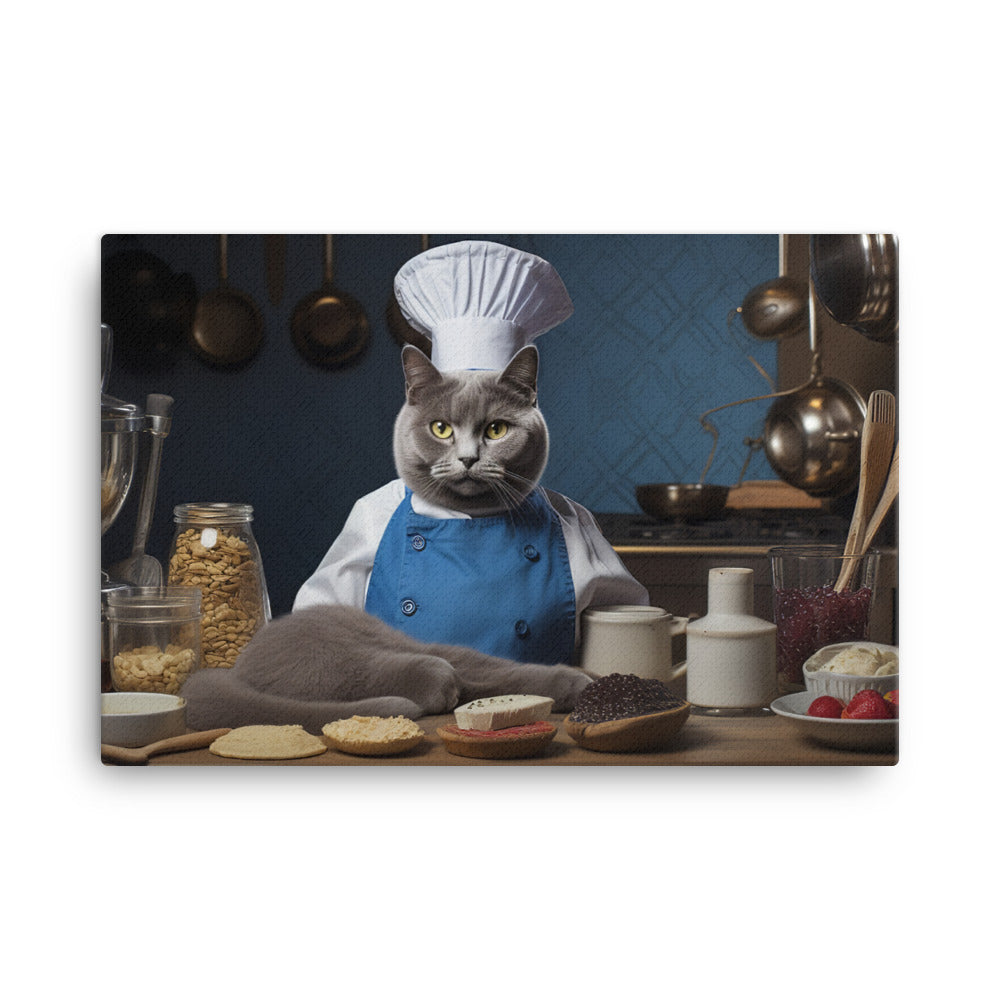 Russian Blue Chef Canvas - PosterfyAI.com