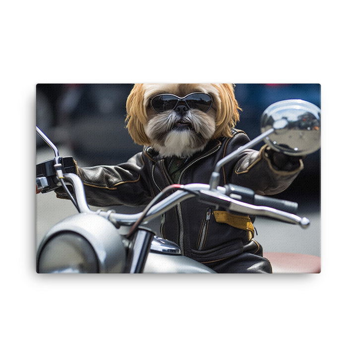 Lhasa Apso Superbike Athlete Canvas - PosterfyAI.com