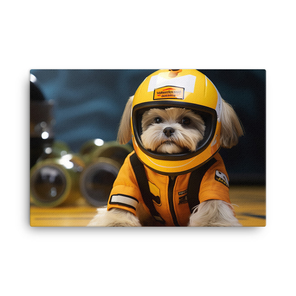 Lhasa Apso Motorsport Athlete Canvas - PosterfyAI.com