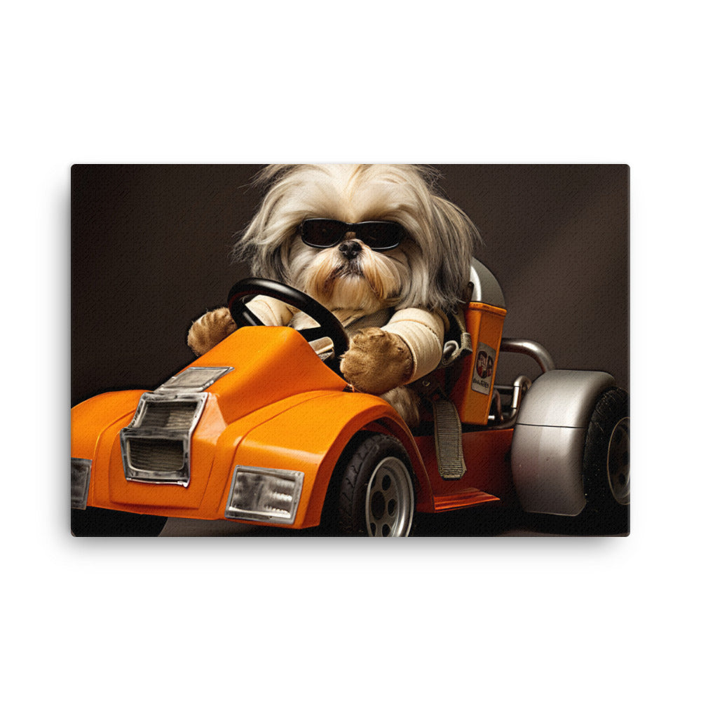 Lhasa Apso Motorsport Athlete Canvas - PosterfyAI.com