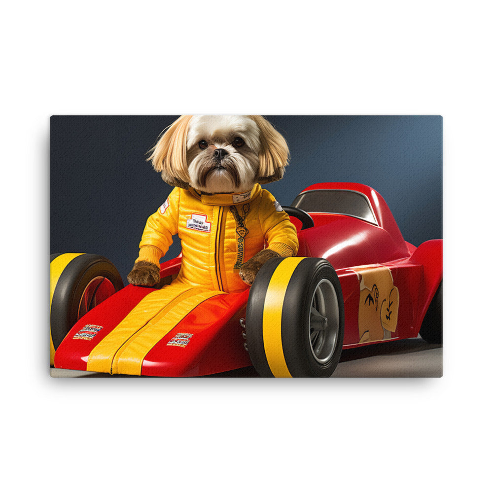 Lhasa Apso Motorsport Athlete Canvas - PosterfyAI.com