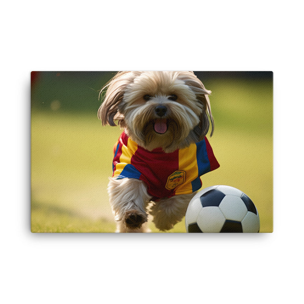 Lhasa Apso Football Player Canvas - PosterfyAI.com