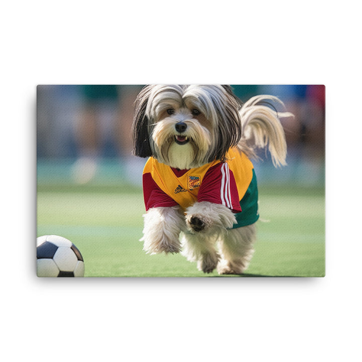 Lhasa Apso Football Player Canvas - PosterfyAI.com