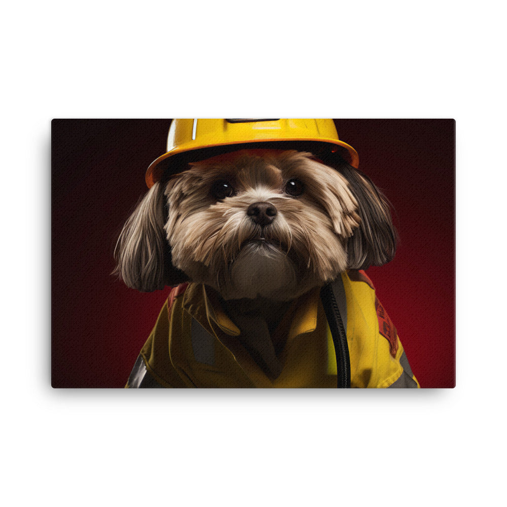 Lhasa Apso Firefighter Canvas - PosterfyAI.com