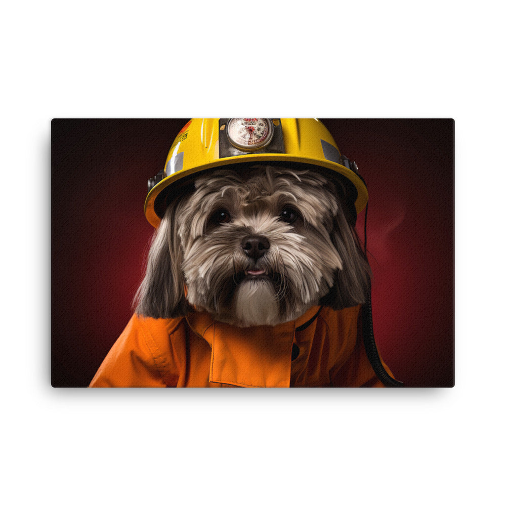 Lhasa Apso Firefighter Canvas - PosterfyAI.com