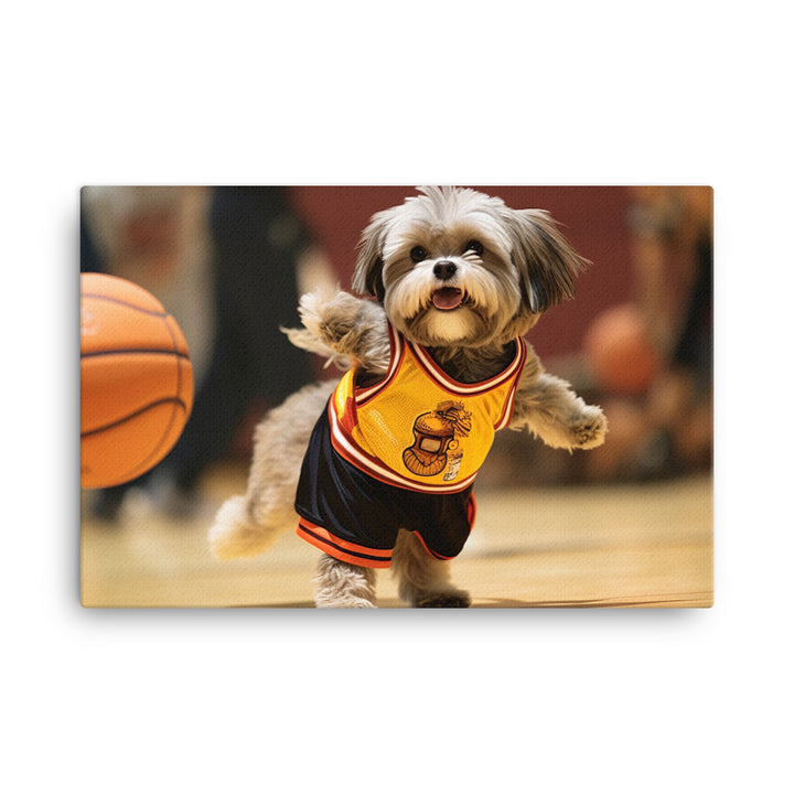 Lhasa Apso Basketball Player Canvas - PosterfyAI.com