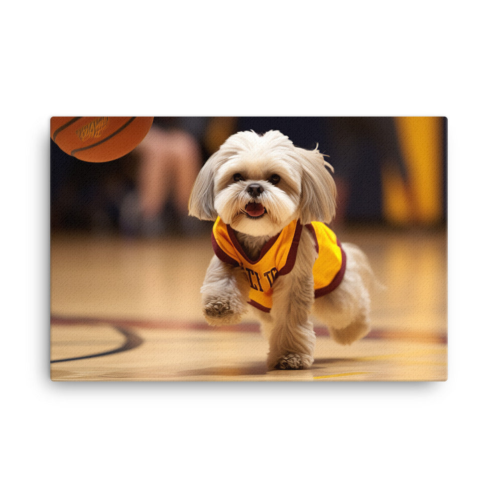 Lhasa Apso Basketball Player Canvas - PosterfyAI.com