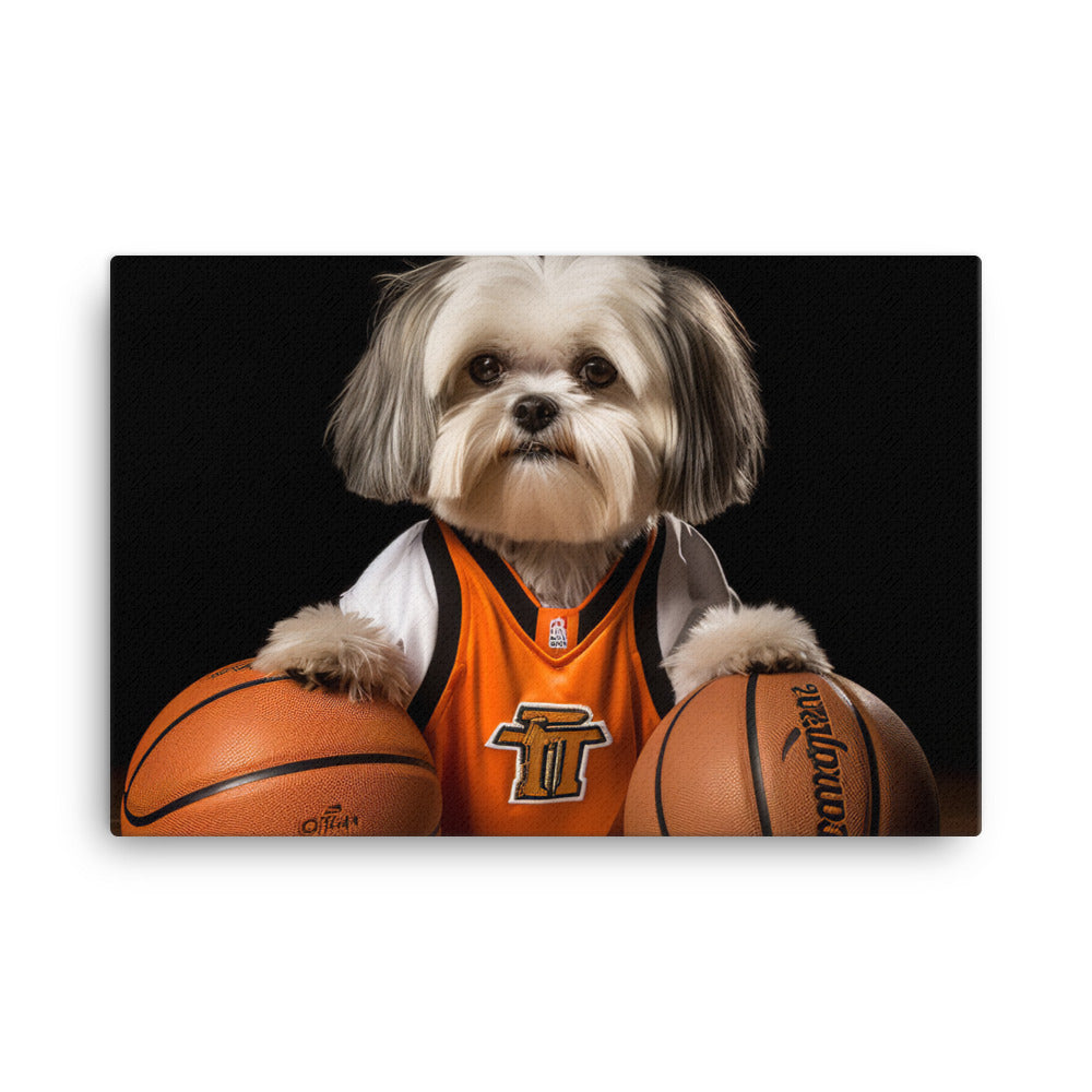 Lhasa Apso Basketball Player Canvas - PosterfyAI.com