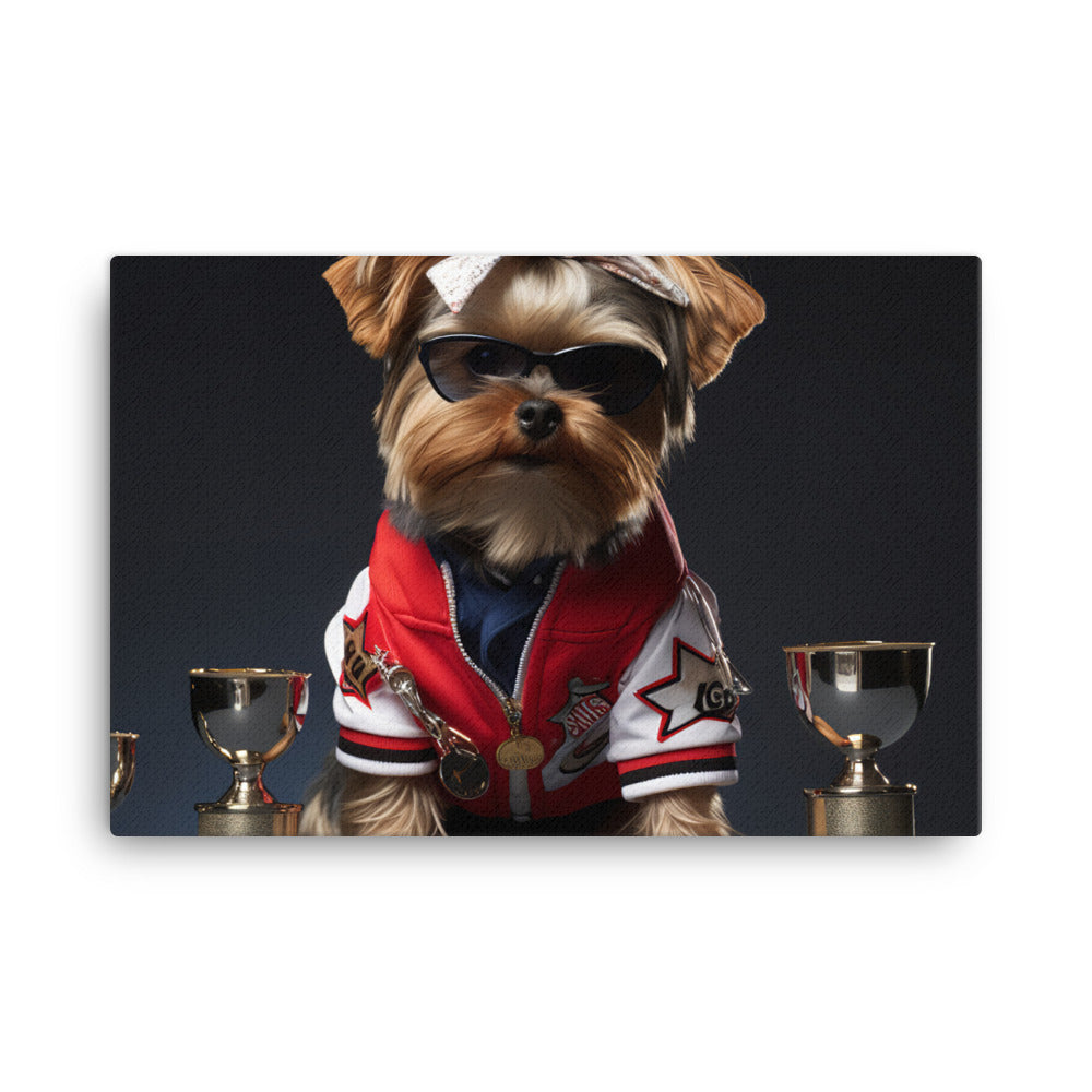 Yorkshire Terrier Motorsport Athlete Canvas - PosterfyAI.com