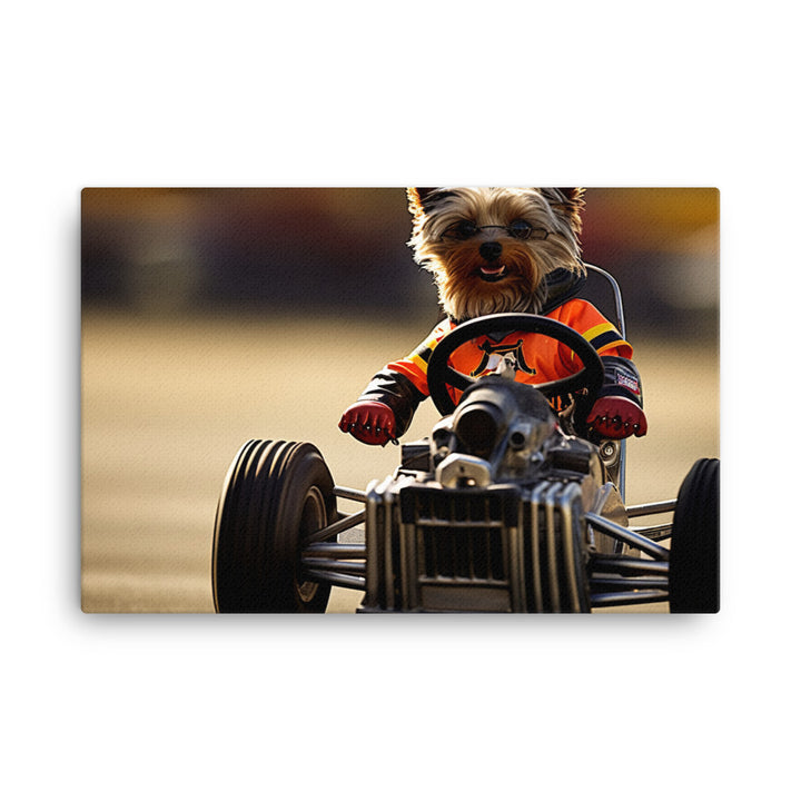 Yorkshire Terrier Motorsport Athlete Canvas - PosterfyAI.com