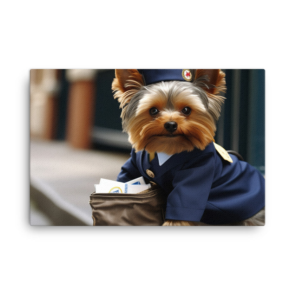 Yorkshire Terrier Mail Carrier Canvas - PosterfyAI.com