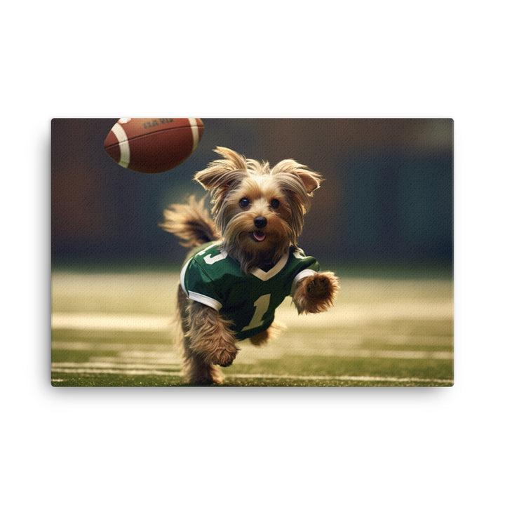 Yorkshire Terrier Football Player Canvas - PosterfyAI.com