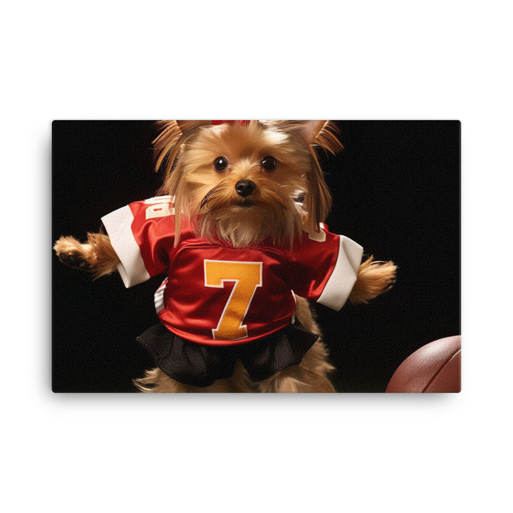 Yorkshire Terrier Football Player Canvas - PosterfyAI.com